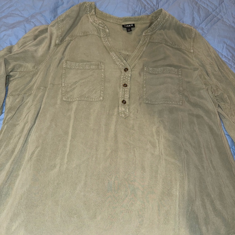 Torrid Olive Button-Down Shirt